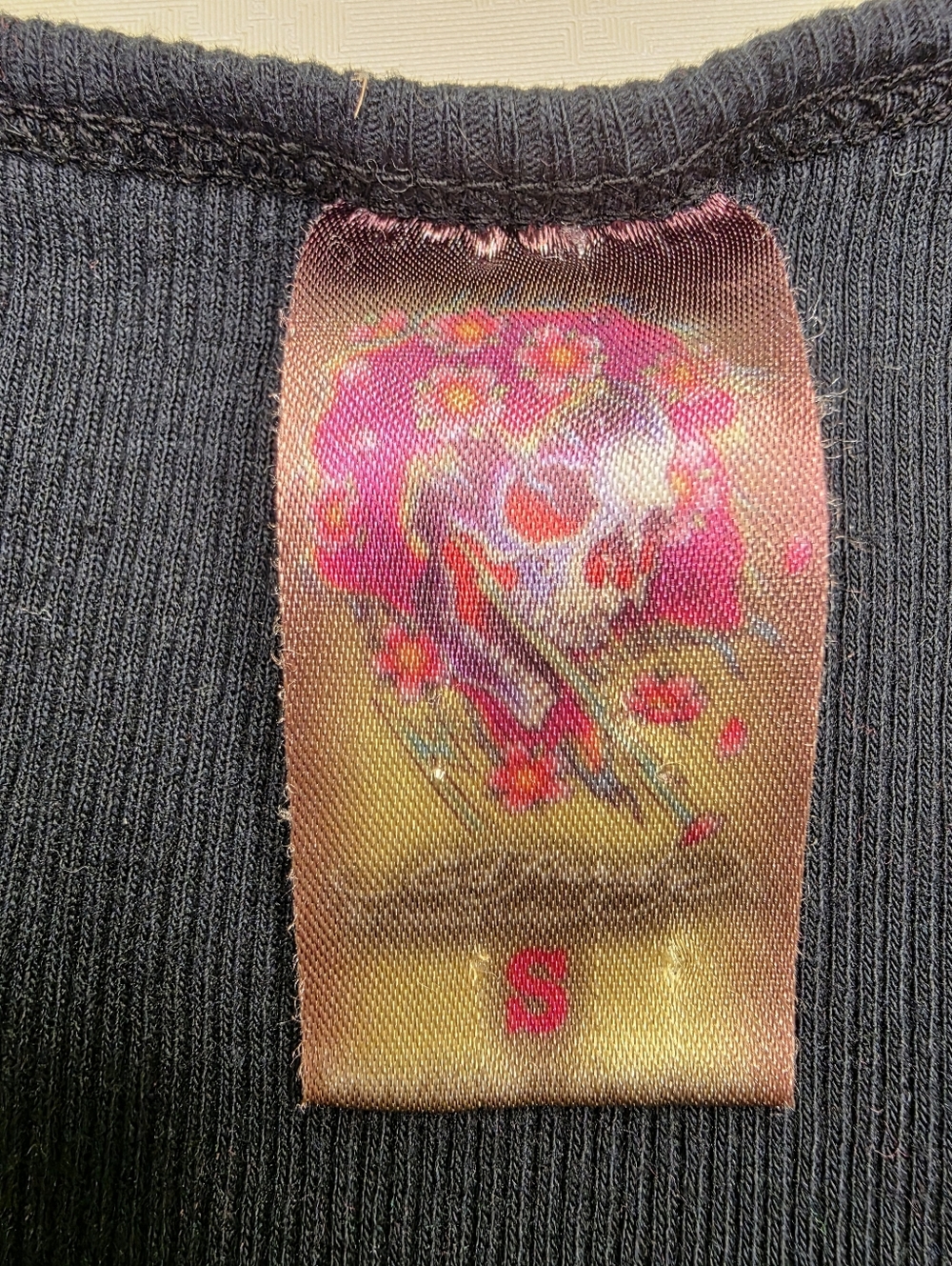 VTG Ed Hardy Christian Audigier Ribbed Tank Top Black Tattoo Graphic S - Picture 7 of 8